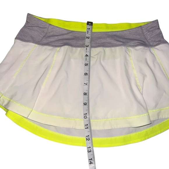 EUC Lululemon Presta Skirt White Metallic Silver Yellow Pleated Athletic Mini 6 - Picture 7 of 8